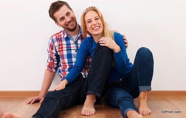 Young couple have fun together at home