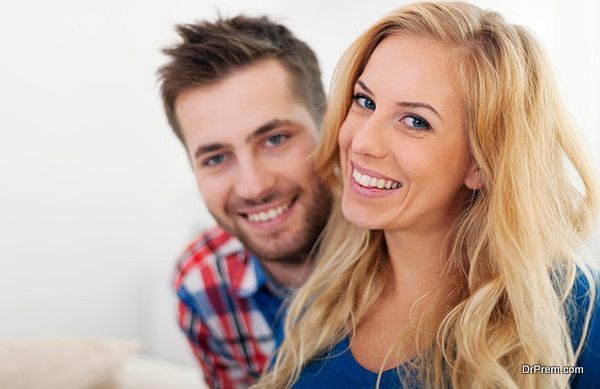 Portrait of beautiful cheerful couple