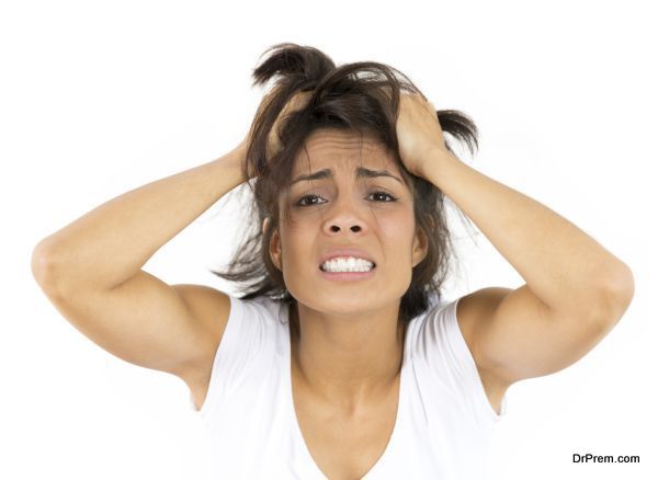 Worried Woman Over White Background