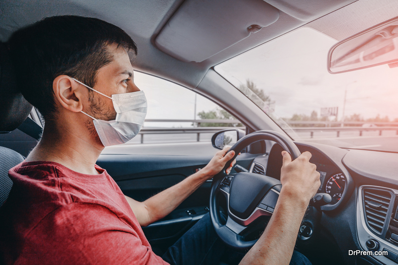 alone man driving car